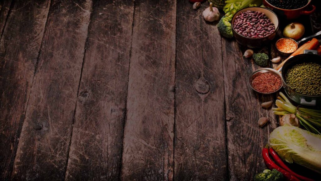 Background of wood and fruit